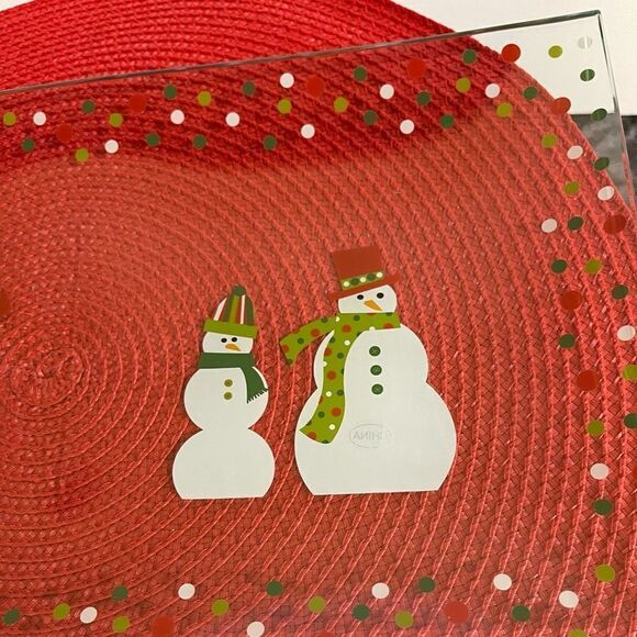 Pampered Chef Snowman Dots Divided Platter #3012 NWT - Picture 3 of 7